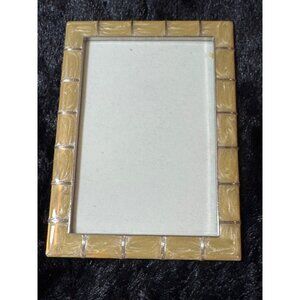 Gold & Silver Tone Enamel Bamboo Design Picture Frame 5.5" X 3.5" Picture